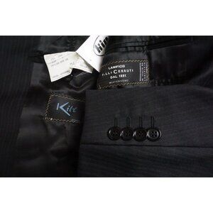Kilt x Isaia Black Striped Wool 2 Pc Suit Jacket Pants 40R US BRAND NEW